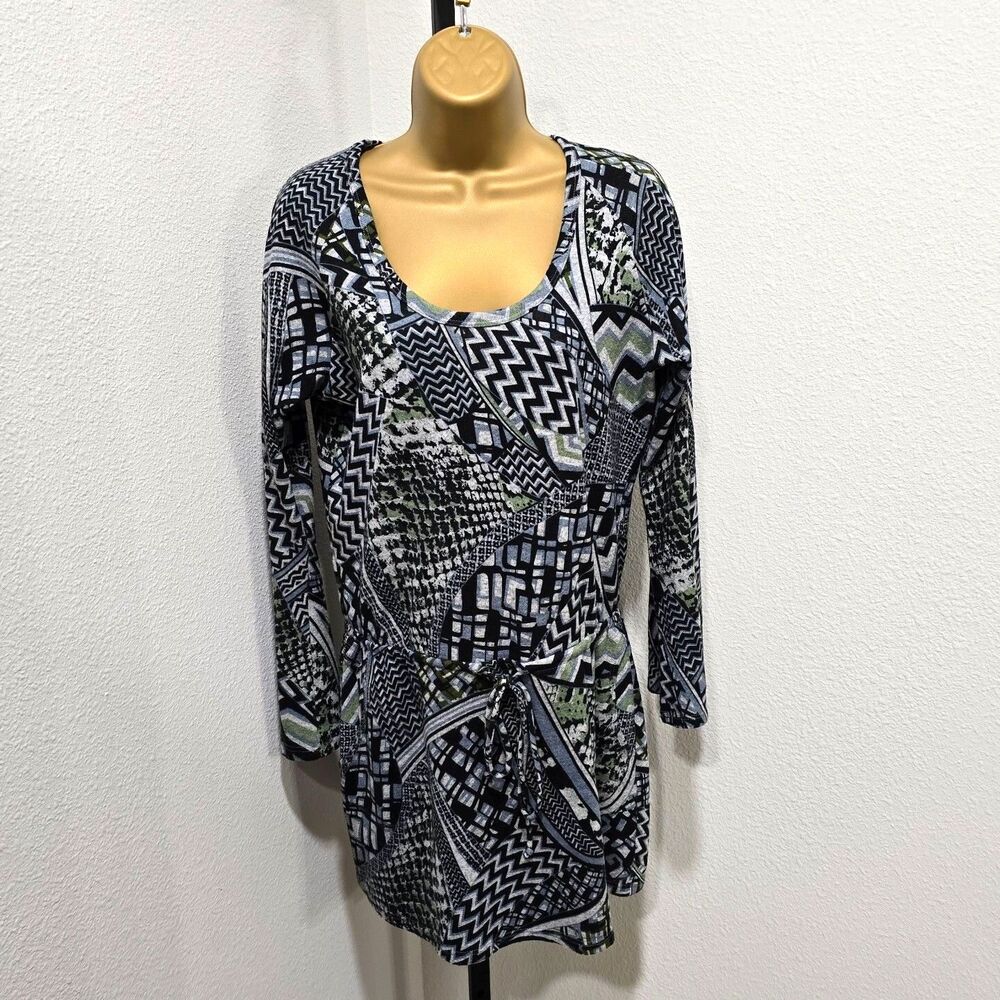 Y2K Gray Peasant Tunic Top Women's Small Goblin Art Whimsigoth Indie Belted USA